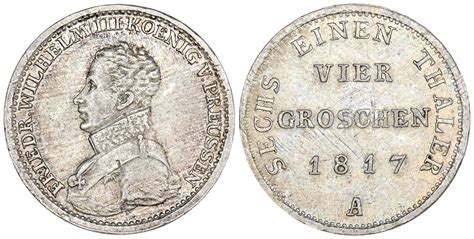 Friedrich Wilhelm III 1797 1840 4 Groschen 1 6 Taler 1817 A