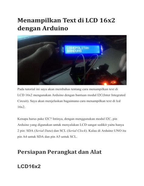 Menampilkan Text Di Lcd 16x2 Dengan Arduino