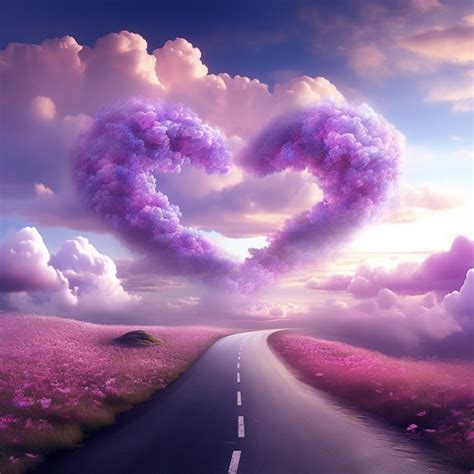 Premium Photo There Is A Heart Shaped Cloud In The Middle Of A Road