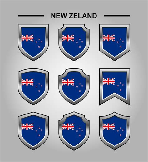 New Zeland National Emblems Flag With Luxury Shield Vector Art