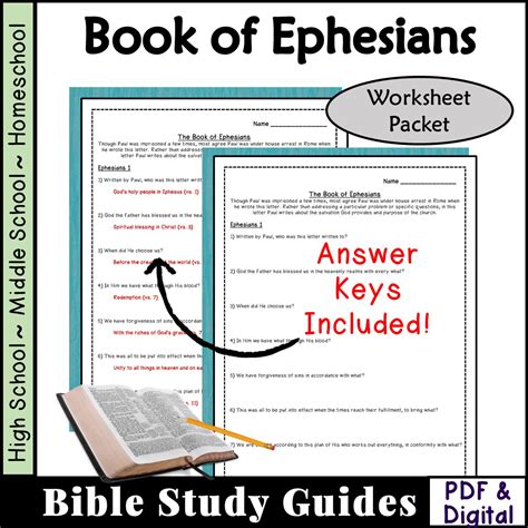 Book Of Ephesians Bible Study Questions Worksheet Packet Made By Teachers