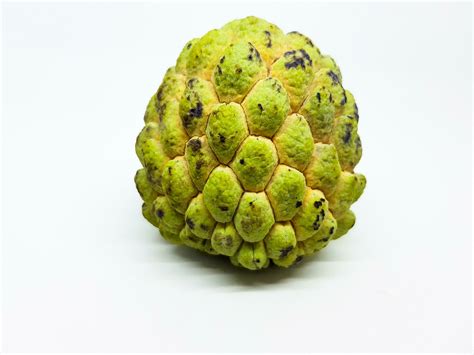 Green Cherimoya Fruit Isolated On White Background A Pair Of Near Ripe