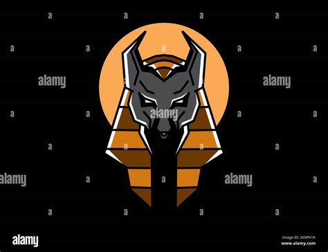 El Diseño De Ilustración De La Cabeza Anubis Sobre Fondo Negro Imagen Vector De Stock Alamy