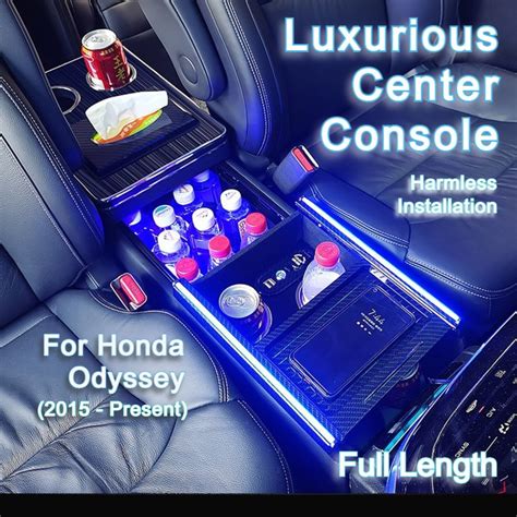 Honda Odyssey Full Length Center Console Box With Elegant Ambient Led Light Front And Rear Dual