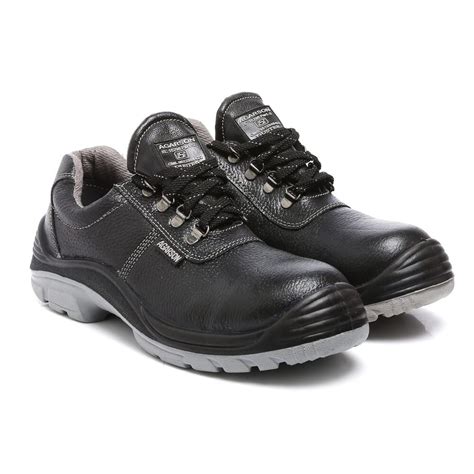 safety shoes leather size   black steel toe cap pu sole