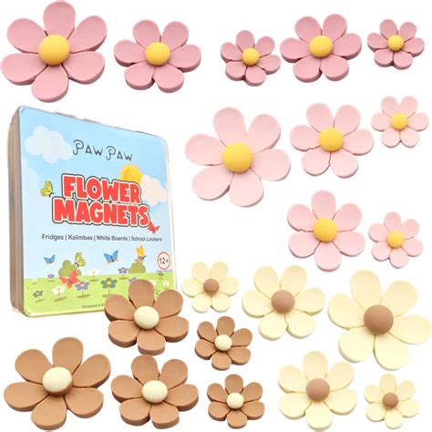 Amazon Cute Flower Fridge Magnets 20 Pack 4 Colors 3 Sizes 3D