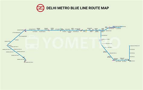 Delhi Metro Blue Main Line Route Map - YoMetro