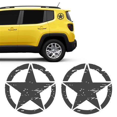 Adesivo Estrela Militar Jeep Renegade Lateral Corro Do Cinza