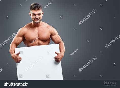 Smiling Naked Muscular Man Covering White Stock Photo 433704772 Shutterstock