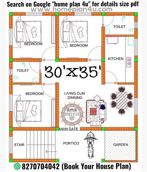 30 X 35 House Plan House Plans Little House Plans Southern House Plan