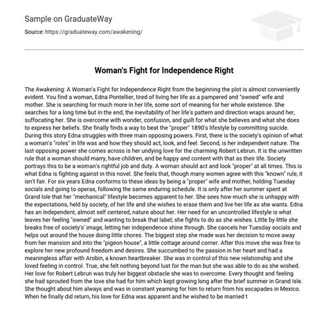 ⇉womans Fight For Independence Right Essay Example Graduateway