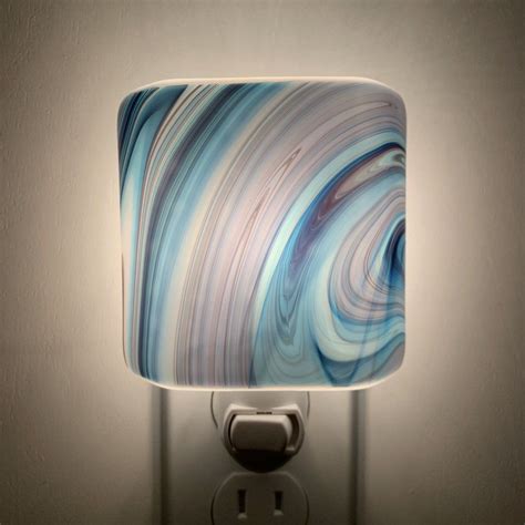 Glass Night Light Blue Mix Streaky Fused Glass Kitchen Or Etsy Night Light Glass Kitchen