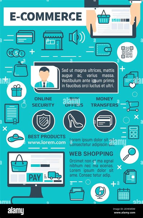 E Commerce And Online Shopping Technology Poster Vector Internet Store