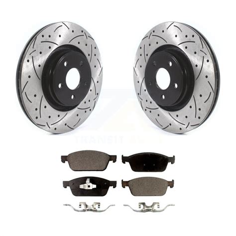 Front Drilled Slot Brake Rotors Semi Metallic Pad Kit For Ford Focus