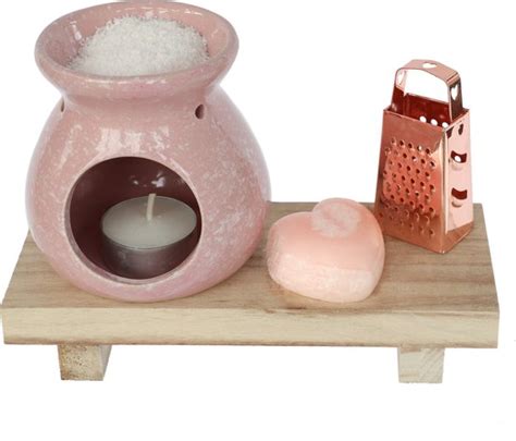 Comforder Amberblokjes Cadeauset Met Brander Waxinelichtje Schaaltje