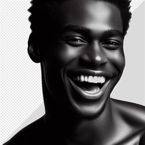 Ilustração hiper realista de um modelo afro masculino rindo posando