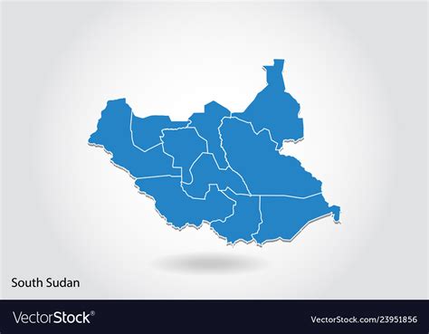 South Sudan Map Design With D Style Blue Vector Image