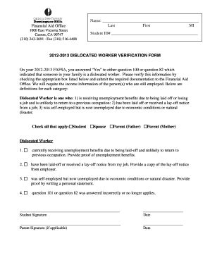 Fillable Online Dislocated Worker Verification Form On Your