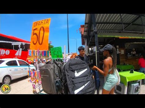 Walking Through Playa Del Carmen Downtown From Th Street Vendors To