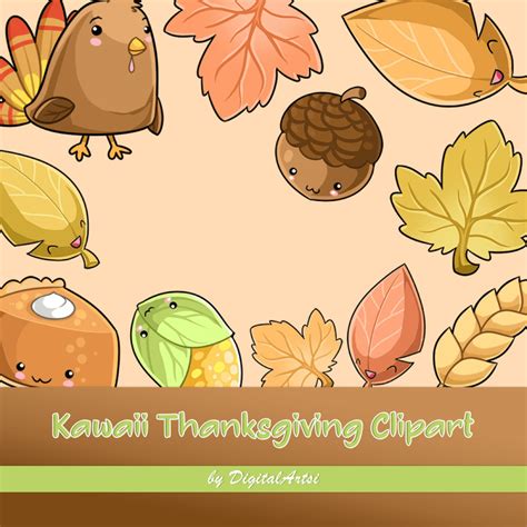 Kawaii Thanksgiving Clipart Masterbundles