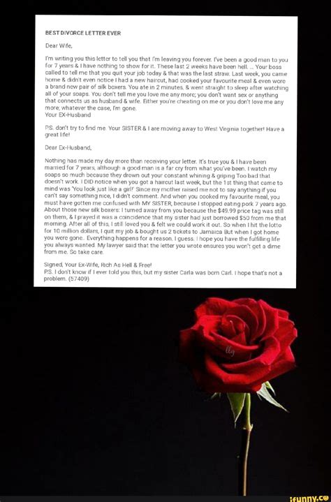 Best Divorce Letter Ever Oear Writing You This Letter To Tell You That I M Leaving You Forever