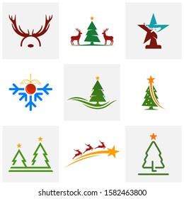 Set Christmas Icon Logo Design Vector Stock Vector Royalty Free