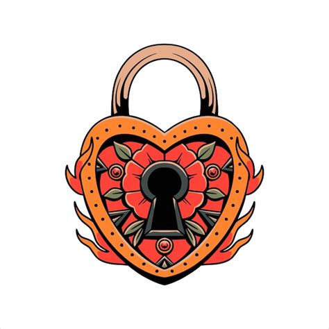 Premium Vector Heart Lock Tattoo Vector Design