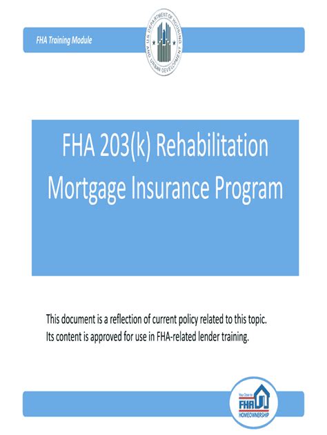 Fillable Online Portal Hud FHA 203k Rehabilitation Mortgage Insurance