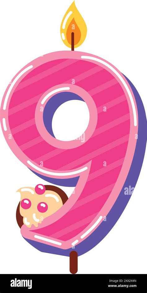 Birthday Candle Number Nine Stock Vector Image And Art Alamy