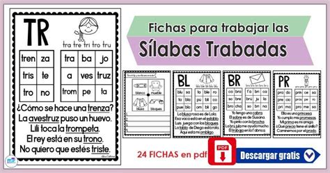 24 Fichas Para Trabajar Las Sílabas Trabadas Periodic Table Note Cards School Deserts