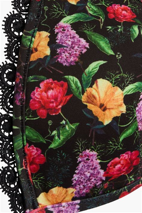 Charo Ruiz Ibiza Della Lace Trimmed Floral Print Triangle Bikini Top The Outnet