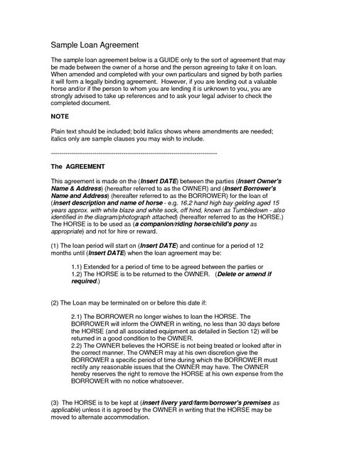 Free Printable Loan Contract Template Form Generic