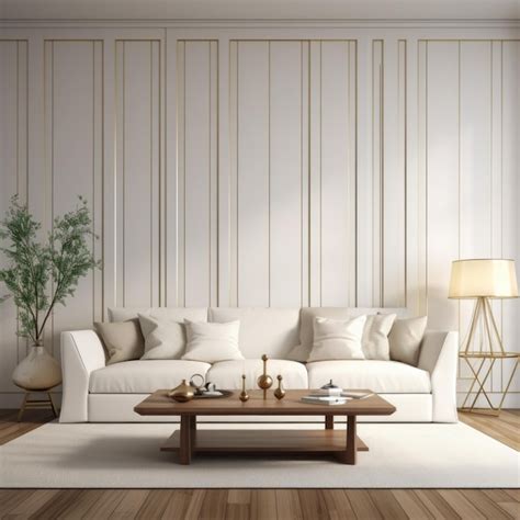 Premium AI Image | Interior design of living room with white sofa and ...