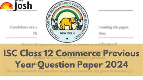 Isc Commerce Previous Year Question Paper Class 12 With Solutions Pdf Download