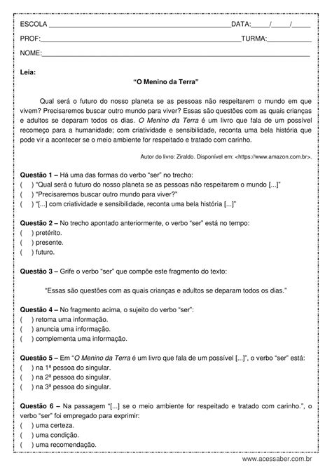 Atividade Sobre Concordancia Verbal Ano Gabarito Sololearn