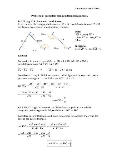 La Matematica Con Violeta Problemi Di Geometria Piana Sui Triangoli