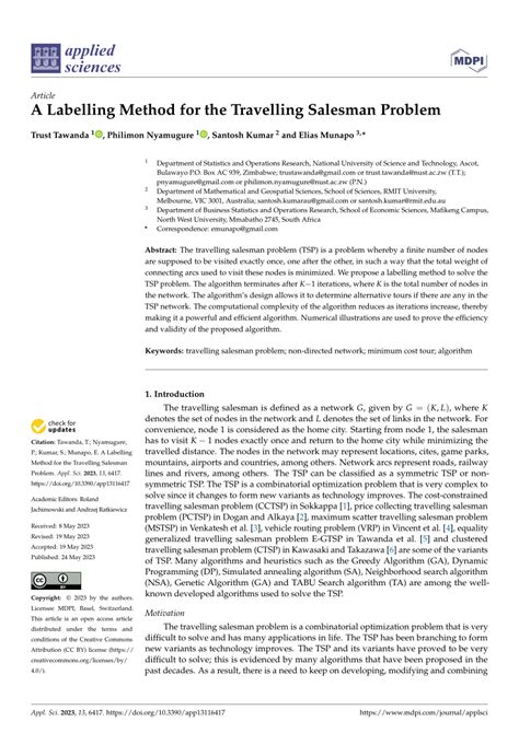 Pdf A Labelling Method For The Travelling Salesman Problem