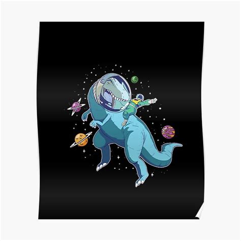 Astronaut Riding Dinosaur Poster For Sale By Tribexspace Redbubble