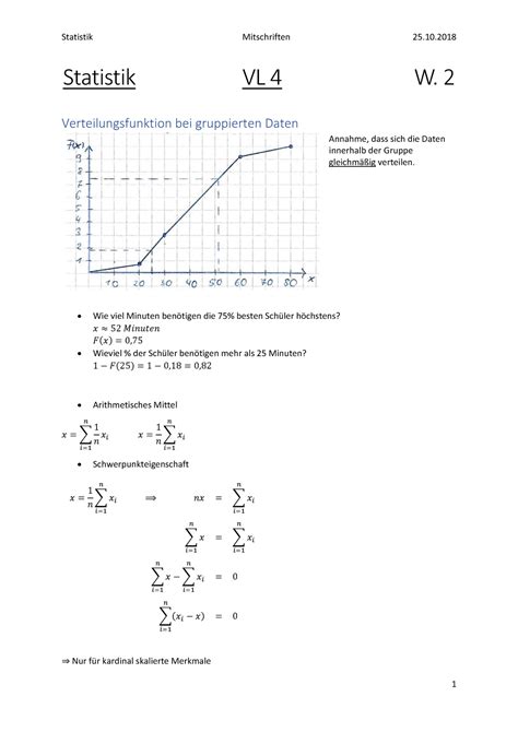 Statistik I VL 4 Mitschriften Statistik Mitschriften 25 10 Statistik
