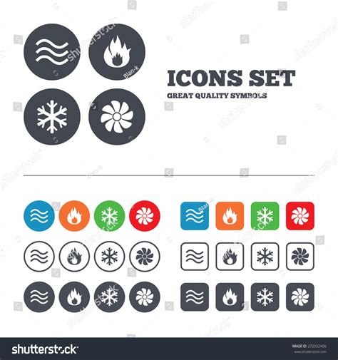 Hvac Icons Heating Ventilating And Air Conditioning Symbols Water