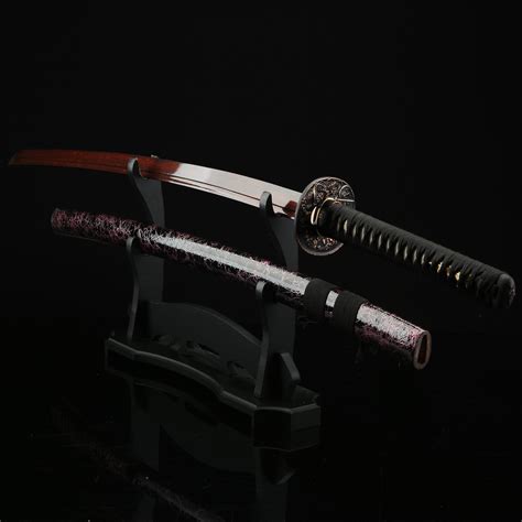 Red Damascus Katana Handmade Japanese Katana Sword Damascus Steel