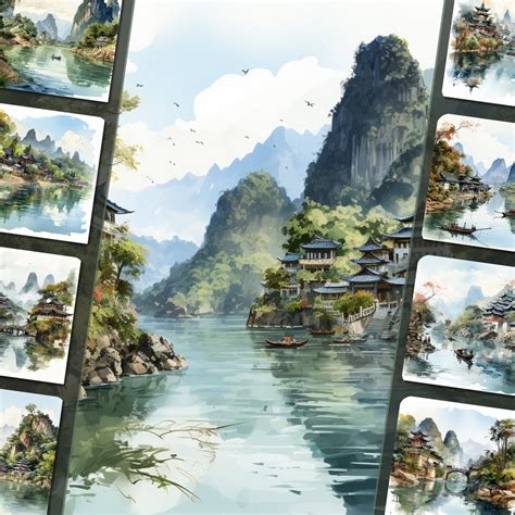 Guilin Scenery Clipart Bundle, PNG Format, Artistic Creations, Junk ...