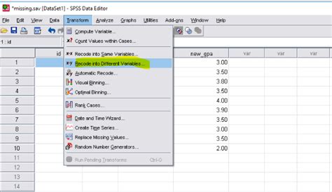 Variable Transformation Recoding Variables Using Spss Statistical Aid