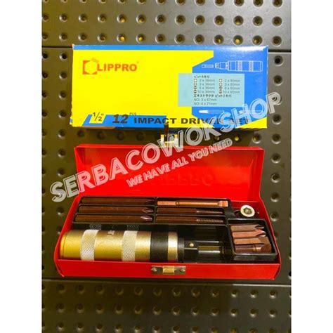 Jual LIPPRO Obeng Ketok Putar Set 12 Pcs Impact Screwdriver Set Box