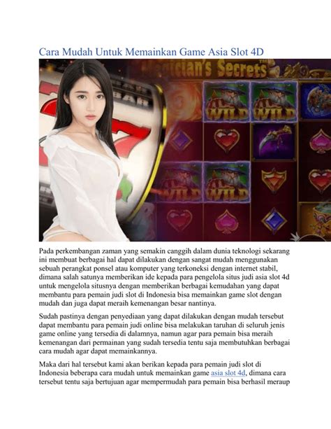 Cara Mudah Untuk Memainkan Game Asia Slot D