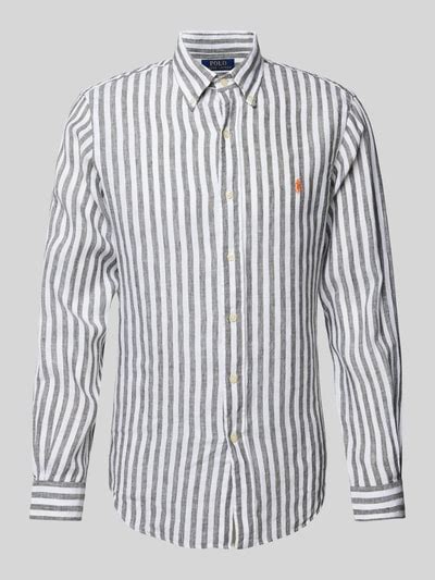 Polo Ralph Lauren Custom Fit Leinenhemd Mit Streifenmuster Weiss