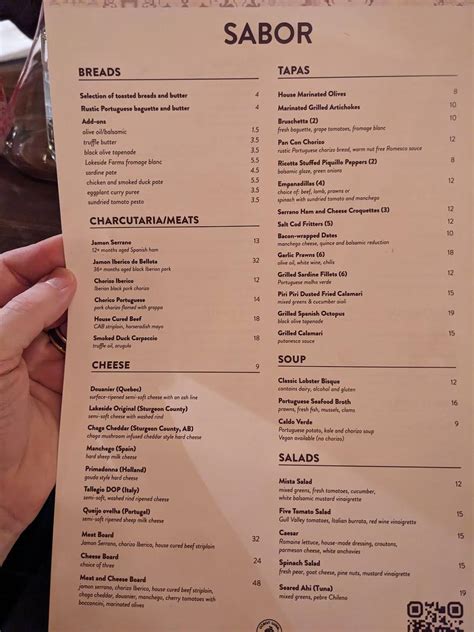 Menu At Sabor Restaurant Edmonton