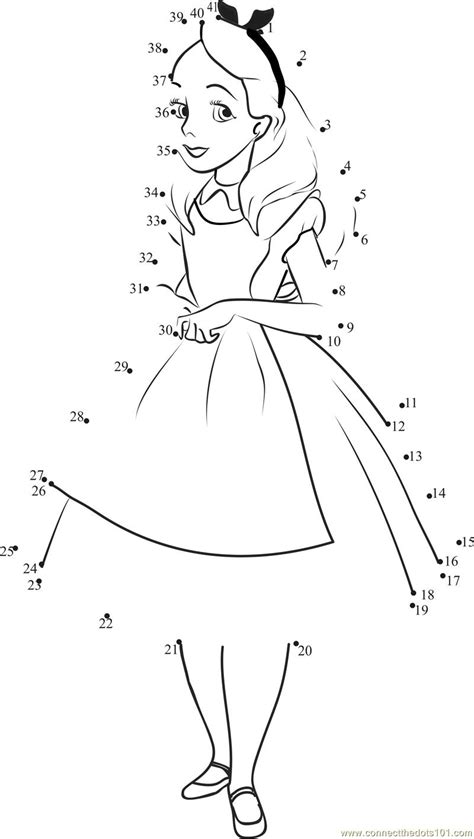 Alice In Wonderland Dot To Dot Printable Worksheet Connect The Dots