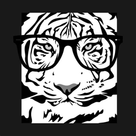 Black And White Tiger In Glasses Tiger T Shirt Teepublic