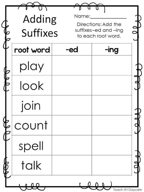 Printable Suffix Worksheets